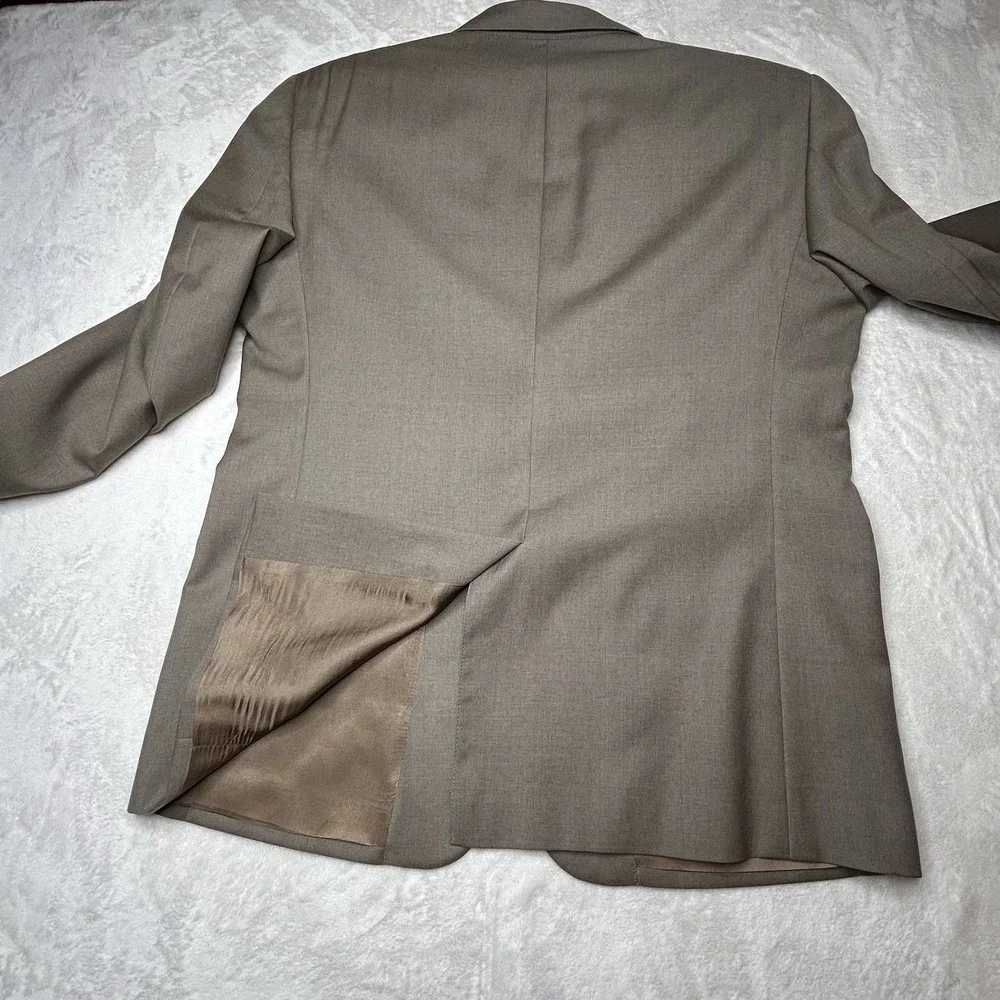 Jos A Banks Blazer 46R Gray Brown 100%‎ Wool 2 Button Single Vent Jacket Casual